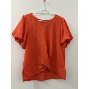 ADRIENNE VITTADINI Orange top Medium Size Twist Front Top shirt Textured